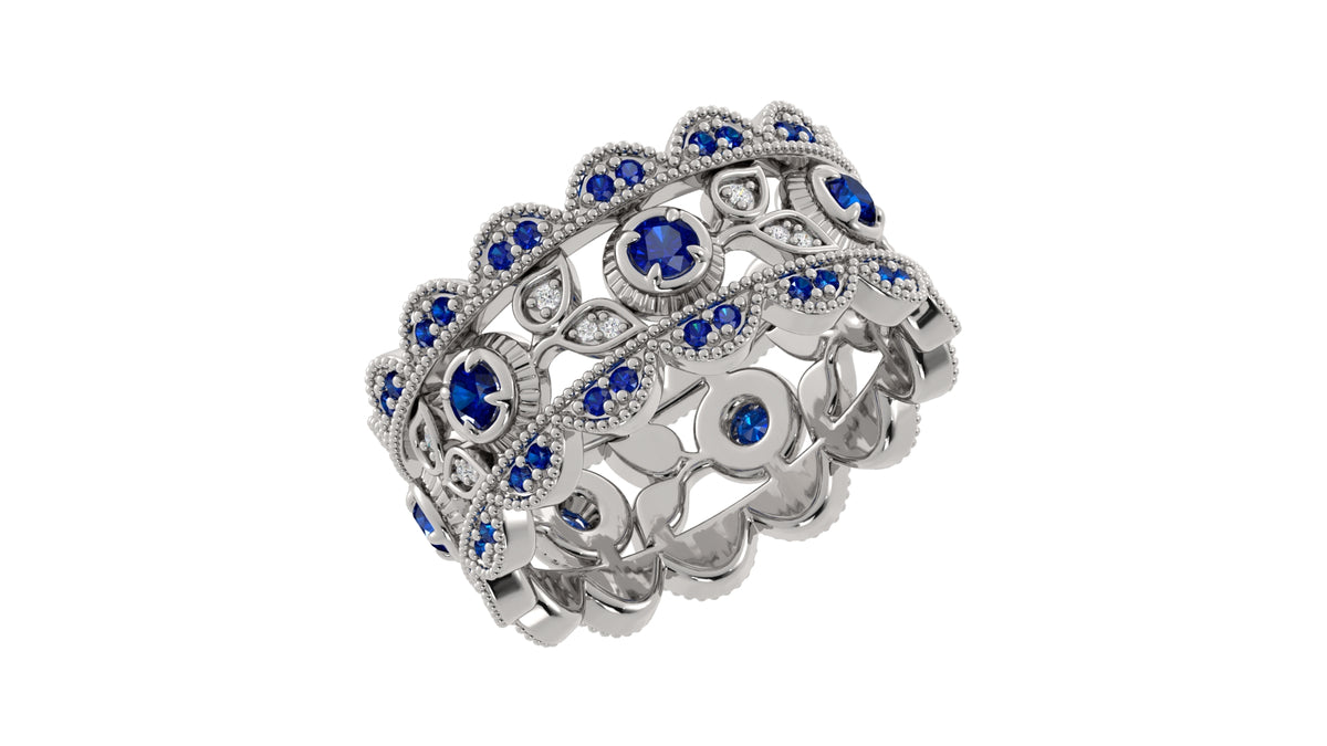 Blue Sapphire and Diamond Ring