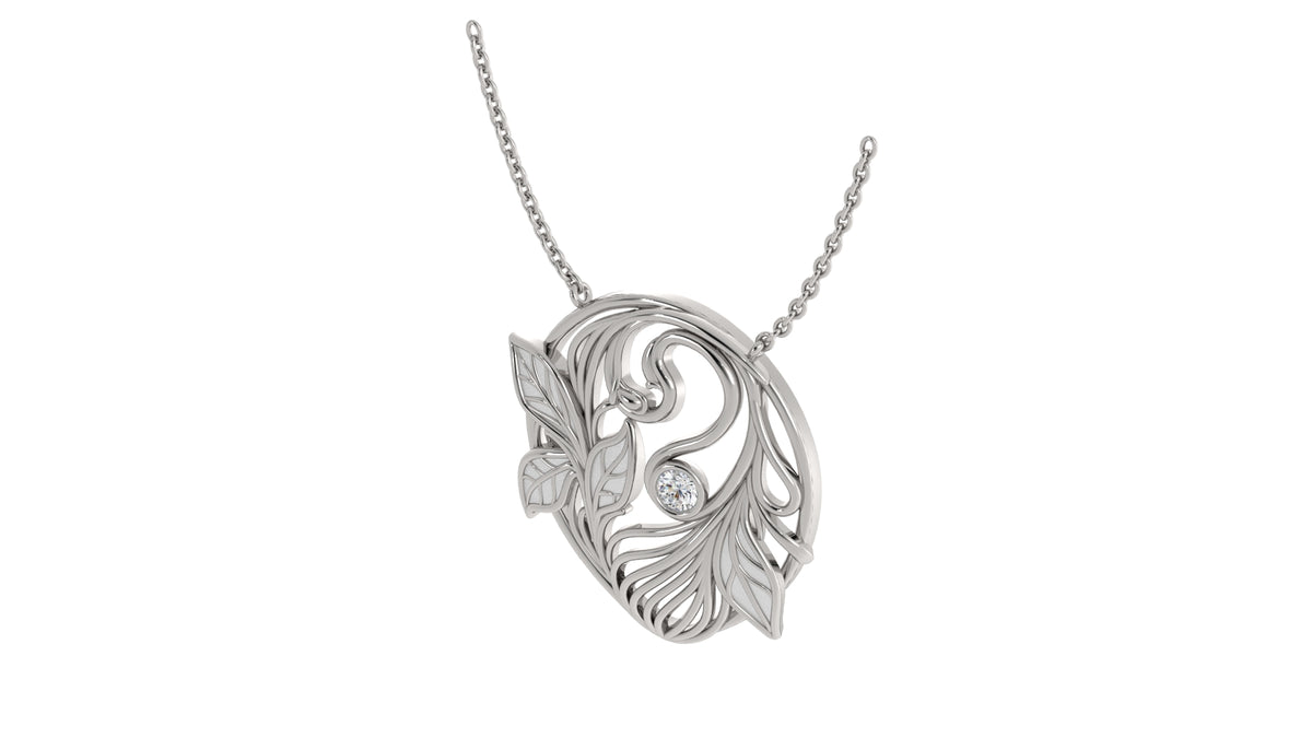 Leaf and Diamond Pendant