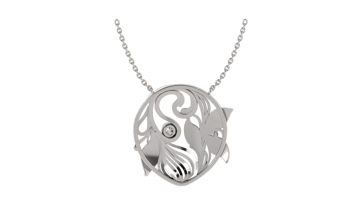 Leaf and Diamond Pendant