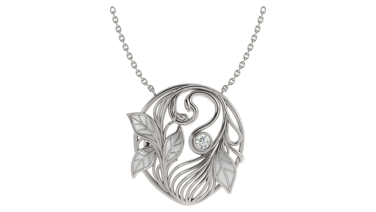 Leaf and Diamond Pendant