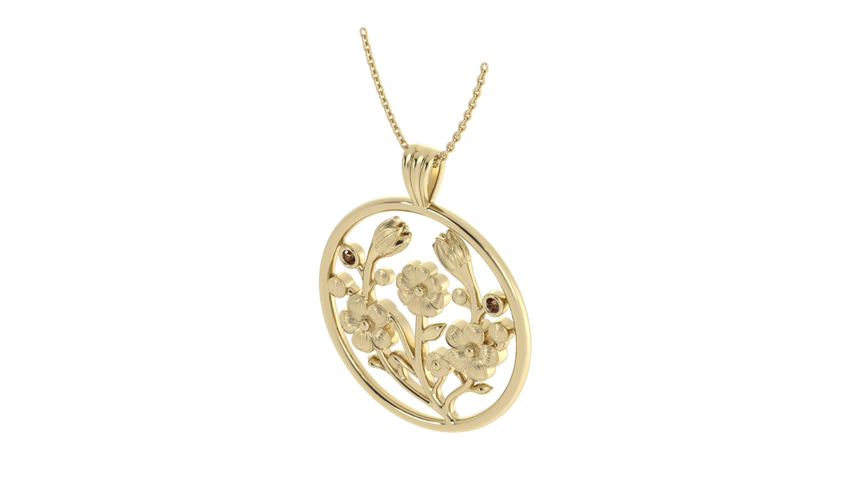 Floral Pendant with Smoky Quartz