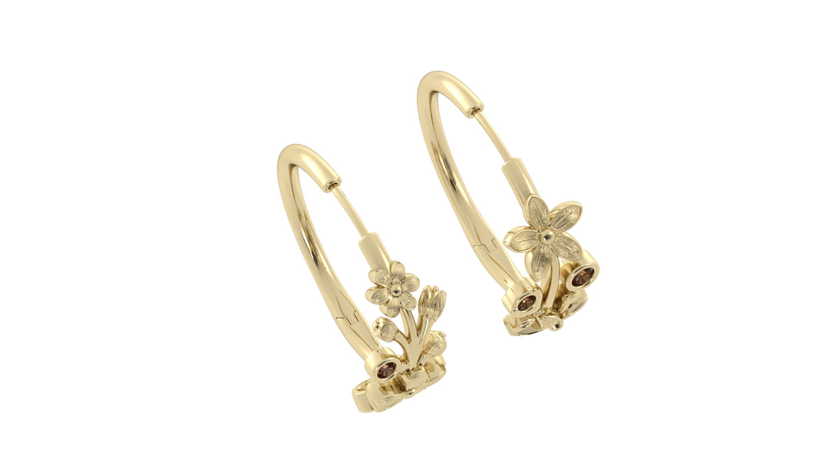 Floral Earrings with Smoky Quartz