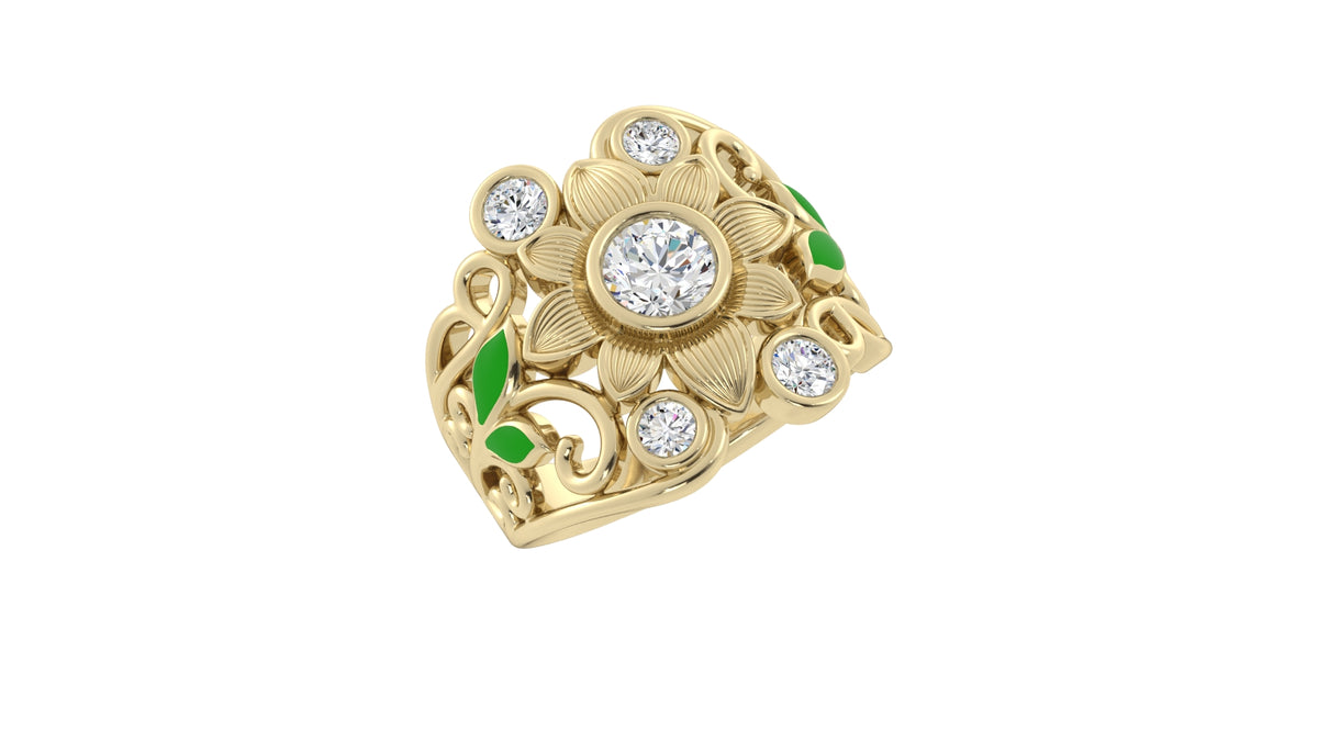 Flower Diamond with Enamel