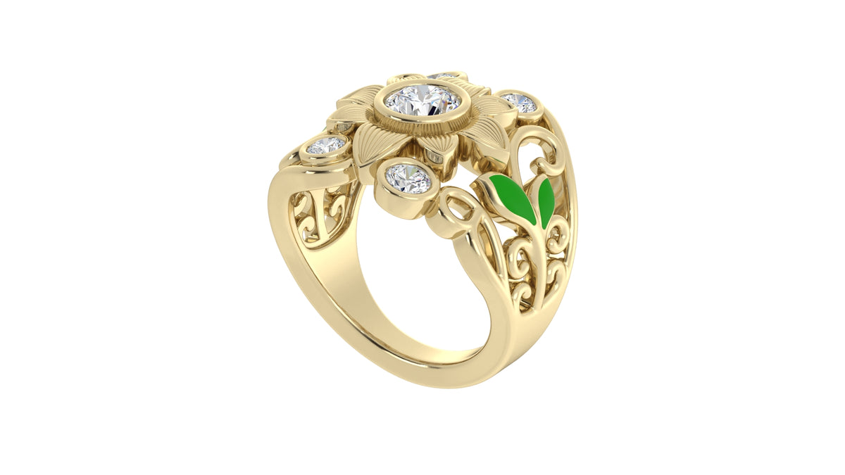 Flower Diamond with Enamel