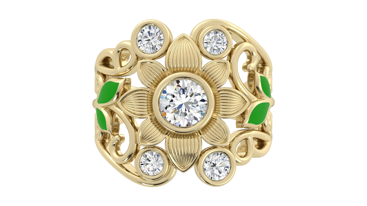 Flower Diamond with Enamel