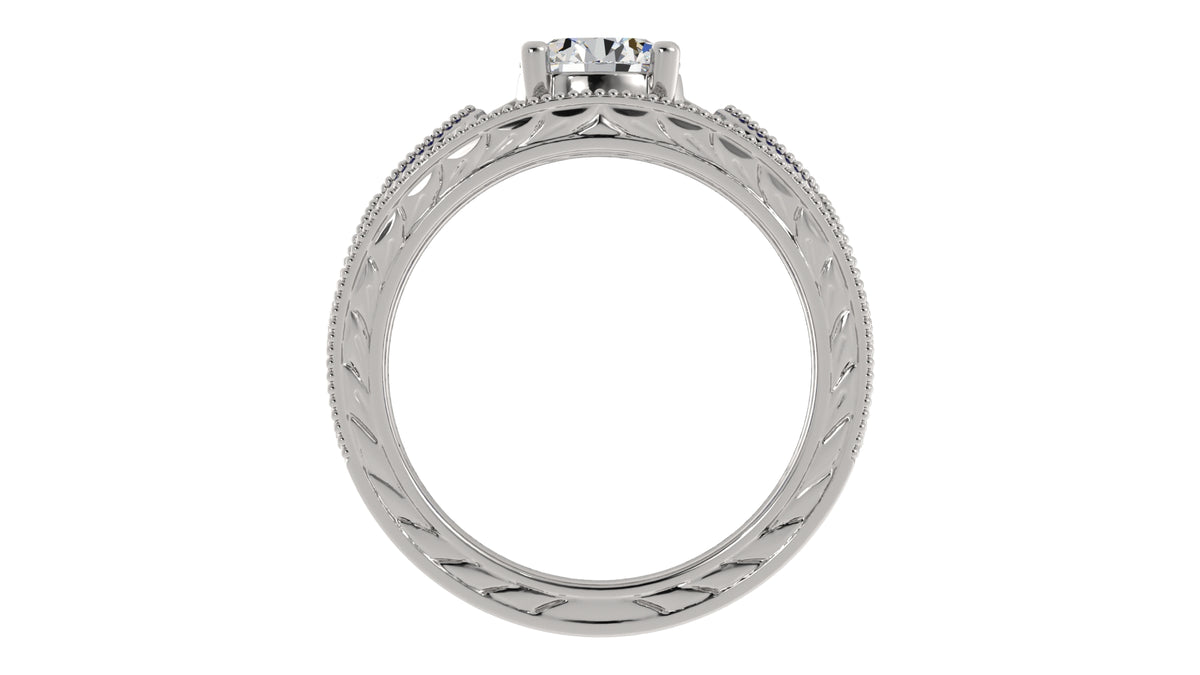 Diamond with Marquise Blue Sapphire Ring