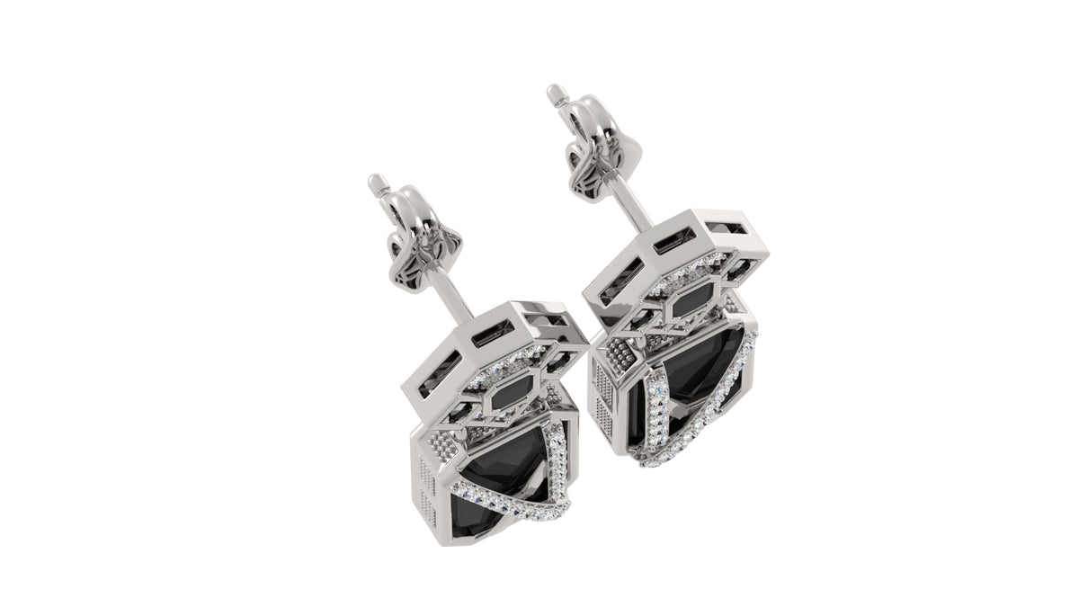 Natural Onyx and Diamond Earrings