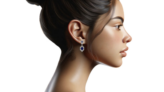 Diamond and Emerald Cut Sapphire Earrings