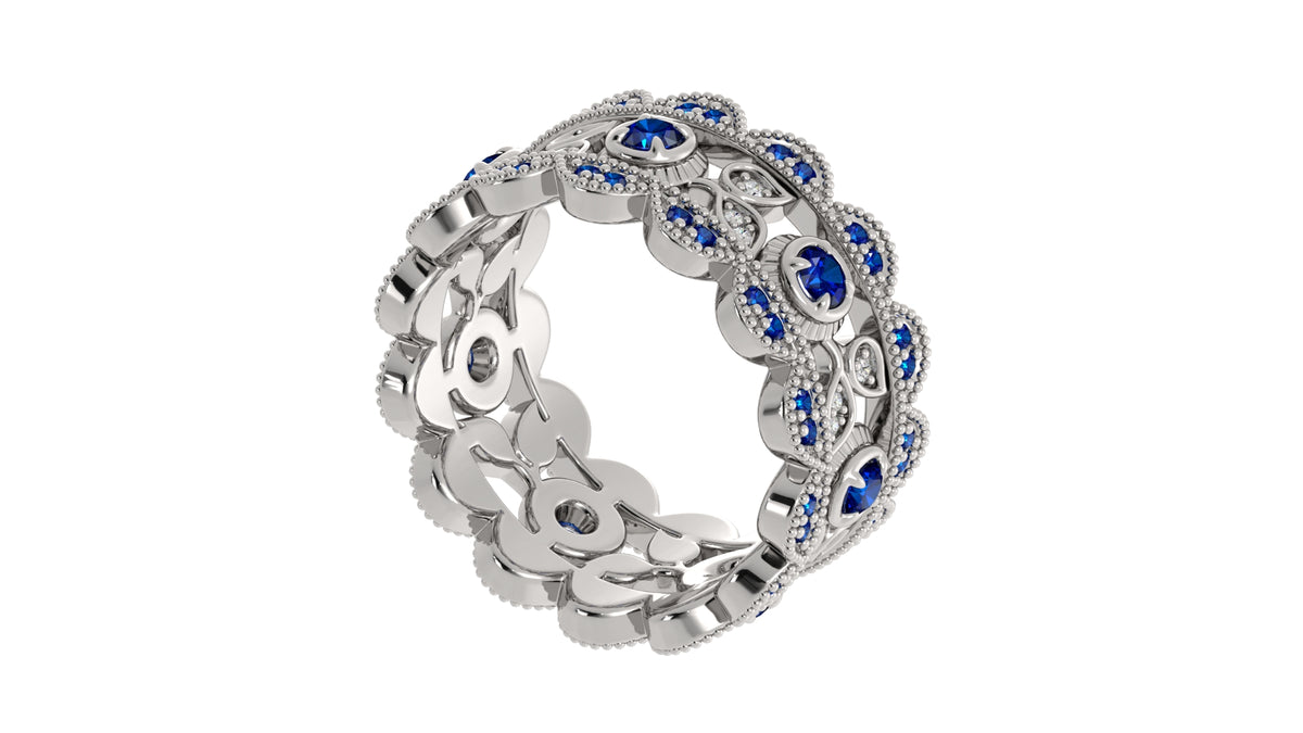 Blue Sapphire and Diamond Ring
