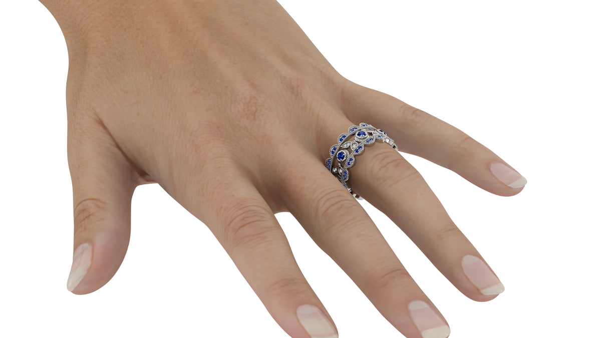Blue Sapphire and Diamond Ring