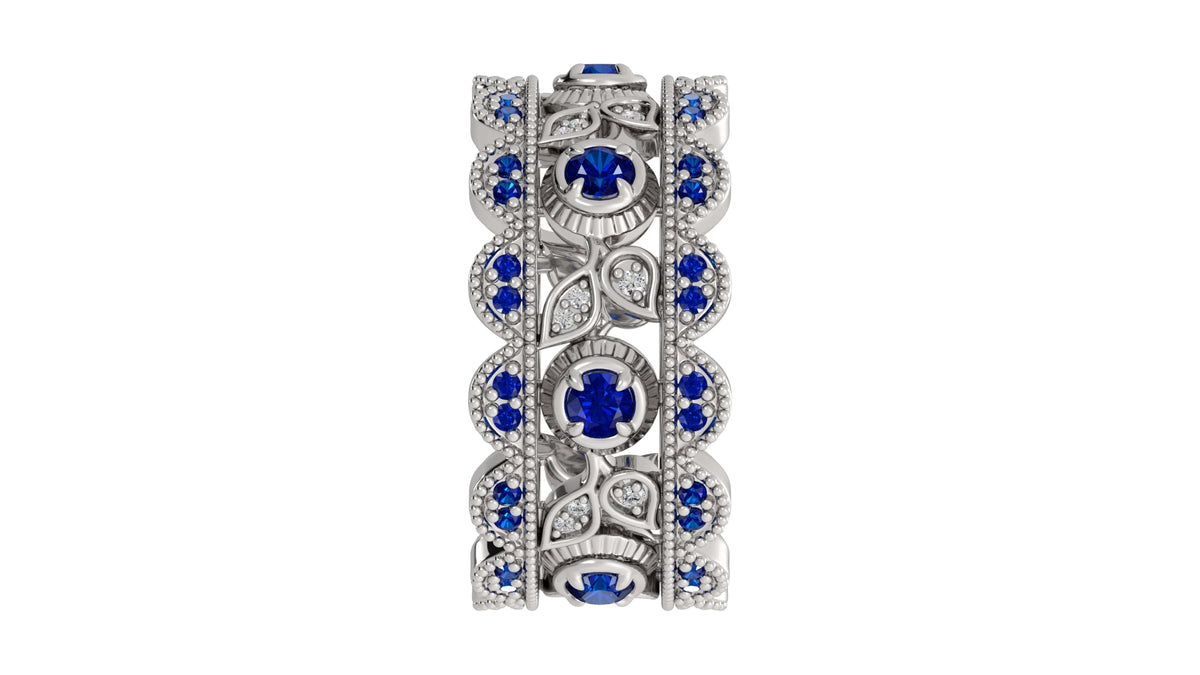 Blue Sapphire and Diamond Ring