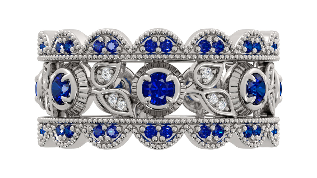 Blue Sapphire and Diamond Ring