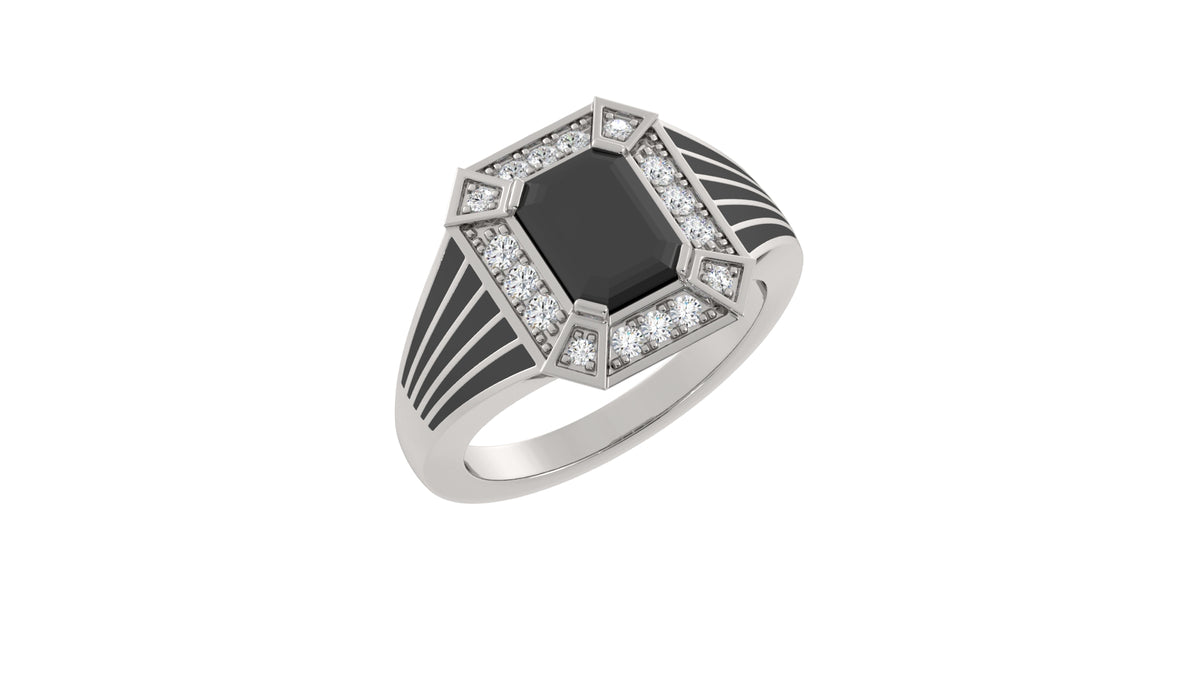 Onyx and Diamond Ring