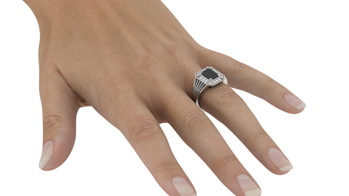 Onyx and Diamond Ring