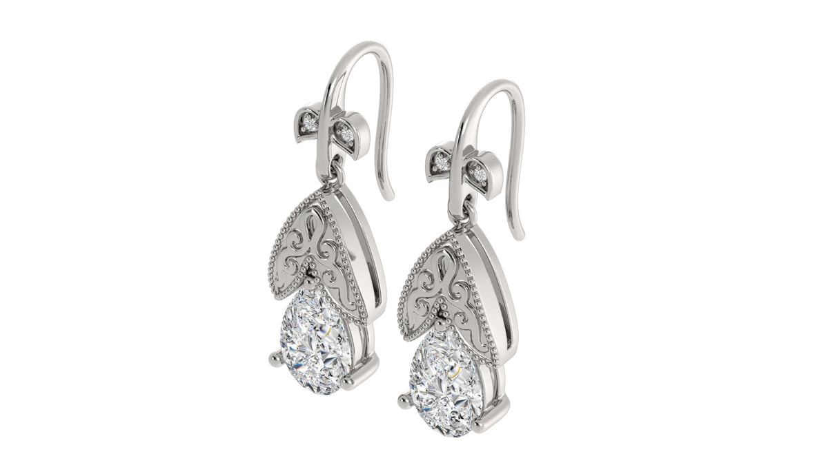 Pear Diamond Leaf Earrings