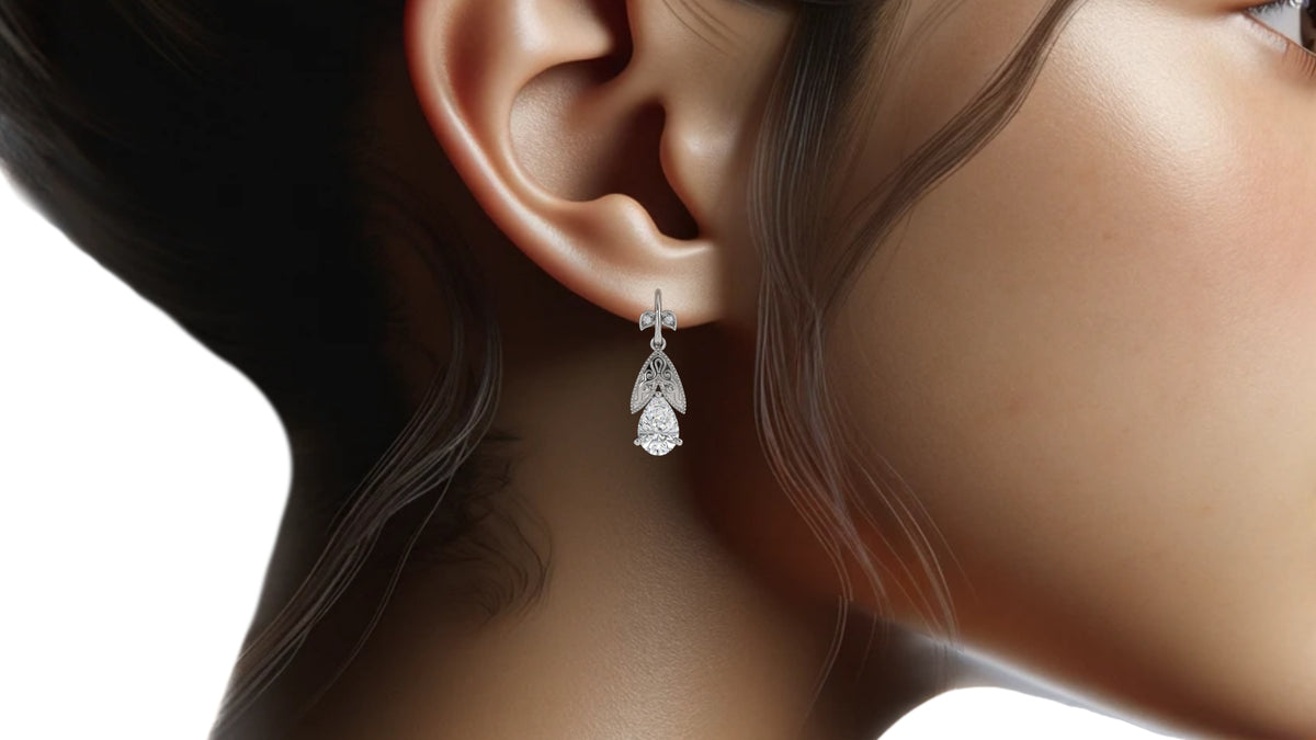 Pear Diamond Leaf Earrings
