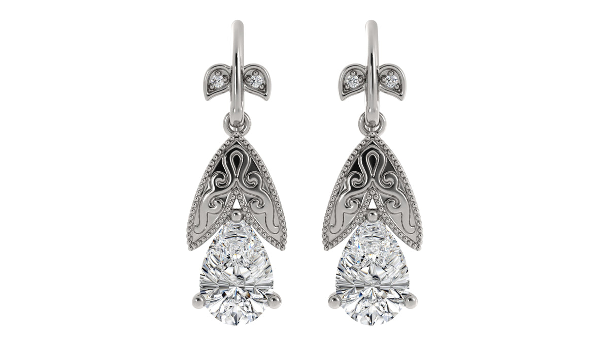 Pear Diamond Leaf Earrings