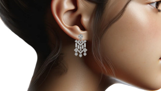 Baguette and Round Diamond Earrings