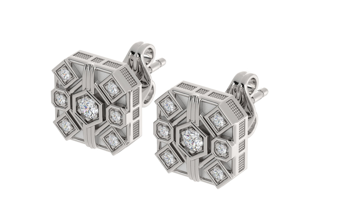 Vintage Inspired Square Diamond Earrings