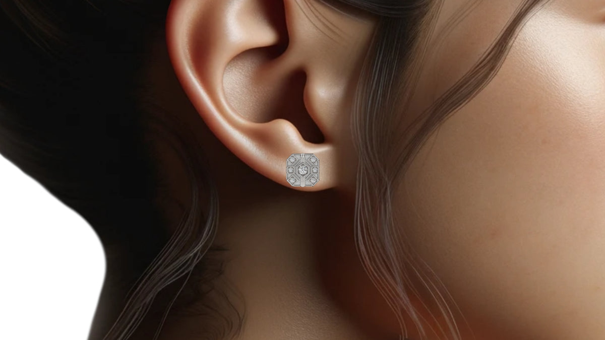 Vintage Inspired Square Diamond Earrings