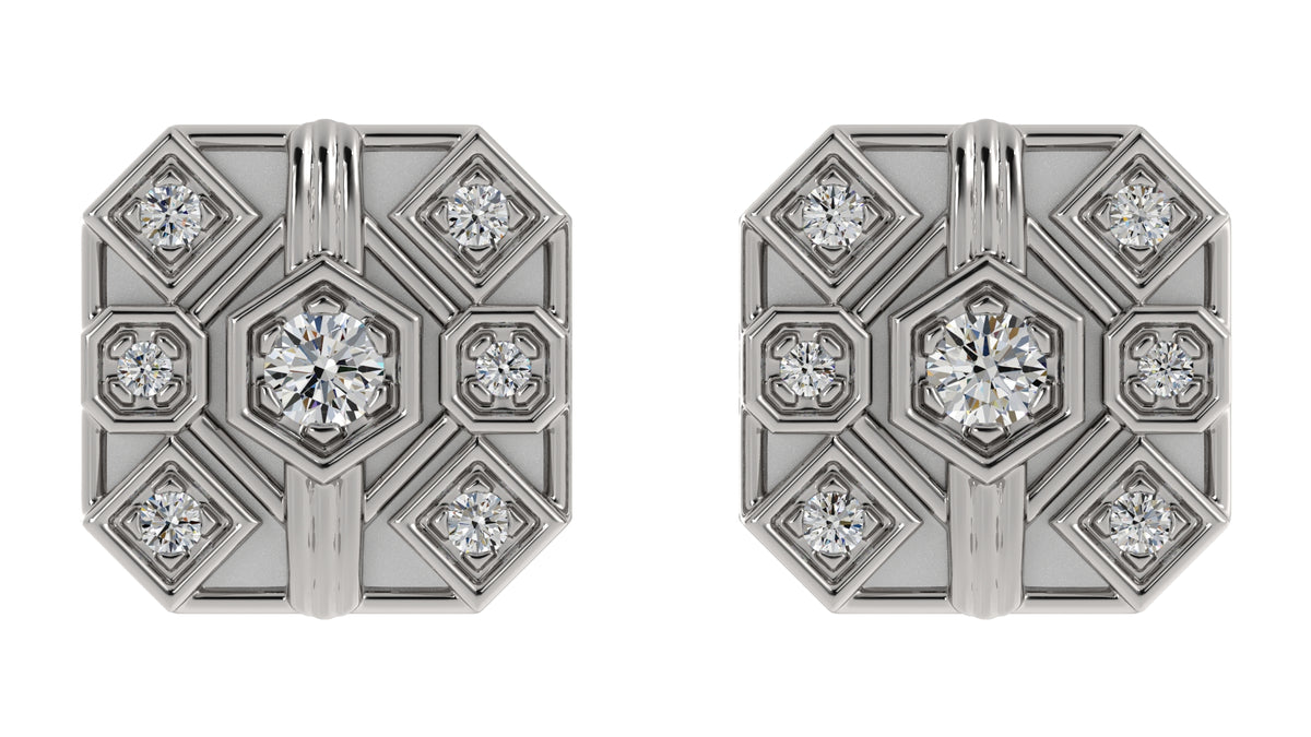 Vintage Inspired Square Diamond Earrings