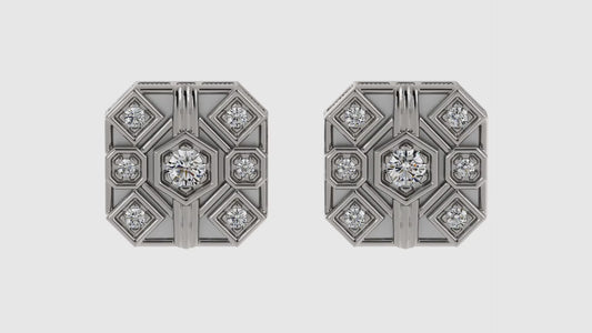Vintage Inspired Square Diamond Earrings