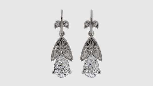 Pear Diamond Leaf Earrings