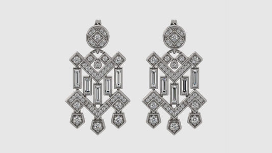 Baguette and Round Diamond Earrings